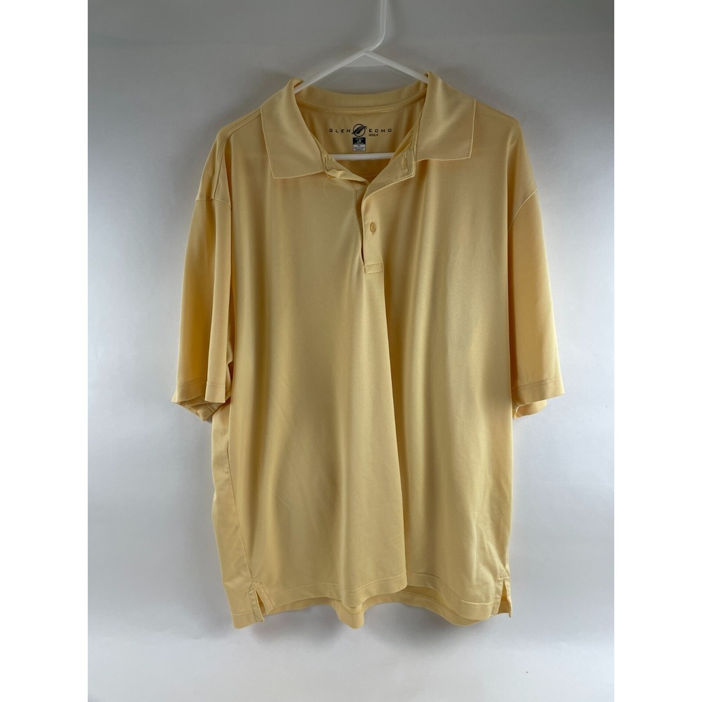 Glen Echo Golf Polo Shirt Men's Size XL Brown Yellow Short Sleeve 1/4 Button Up